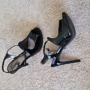 Sexy shiny black stiletto heels